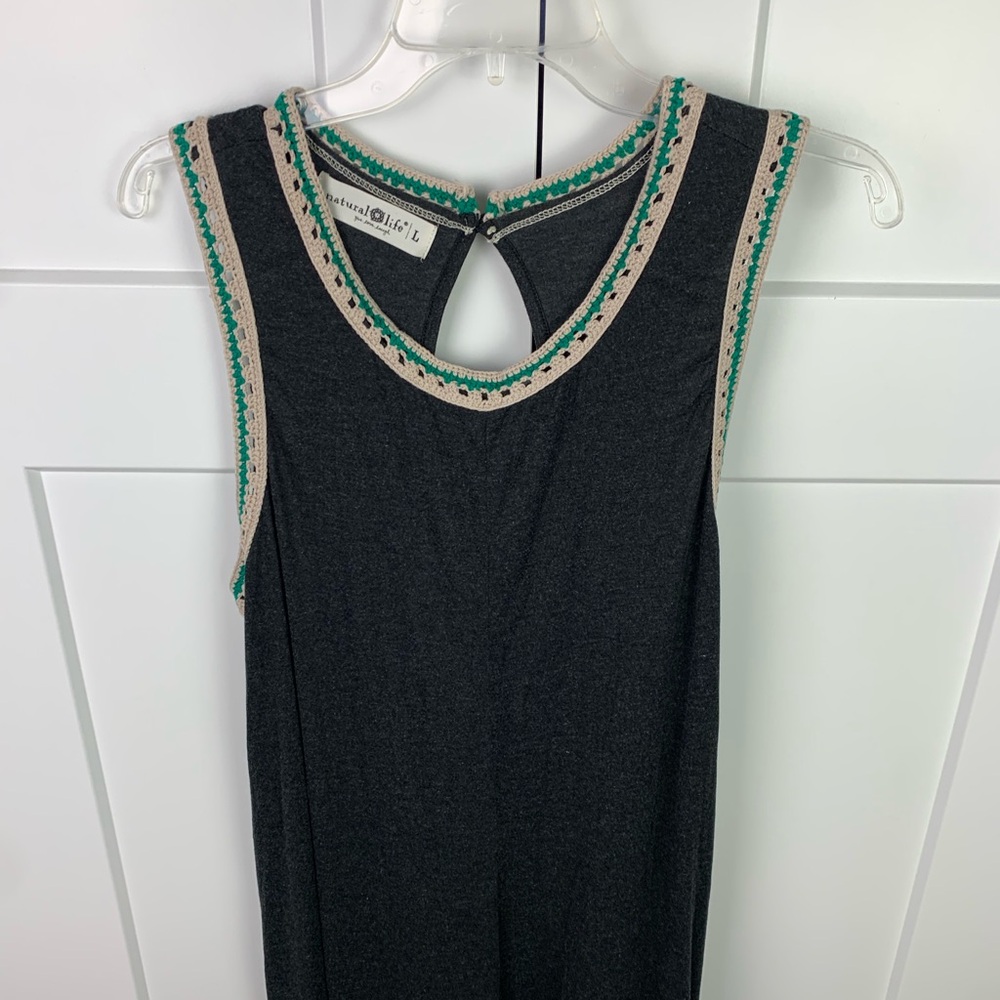 NATURAL LIFE Black Sleeveless Jumpsuit with Green Trim - Picture 6 of 11